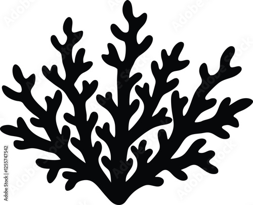 coral algae silhouette,coral algae tree  simple flat vector