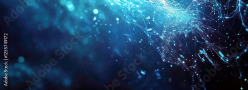 Abstract Blue Background with Glowing Particles and Connecting Lines for Technology, Science, Digital, or Futuristic Themes in Stock Photo