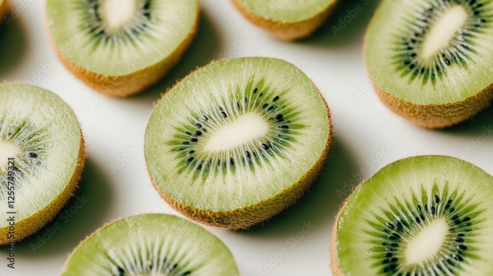 Fototapeta premium Fresh kiwi slices on a white background
