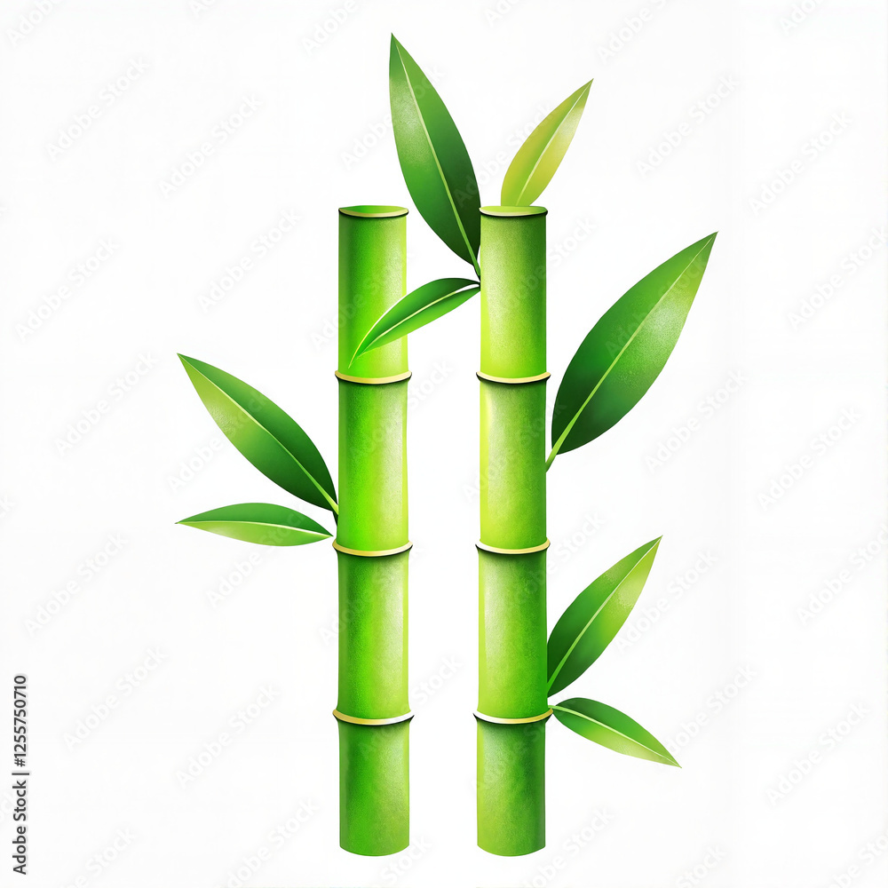 Naklejka premium Minimalist bamboo illustration on white background