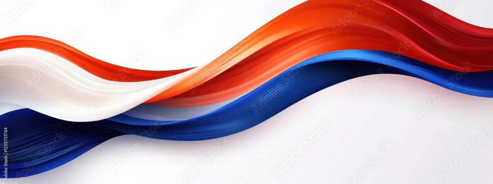 Fototapeta premium Abstract Colorful Waves Design Red White Blue Swirls Dynamic Flowing Lines Graphic Background Illustration