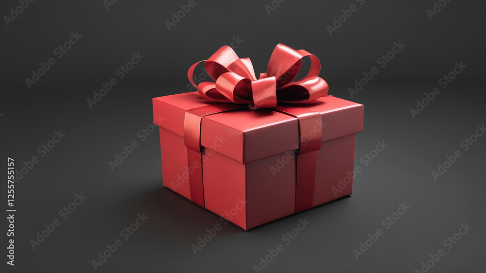 Obraz premium red gift box with ribbon