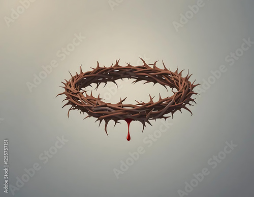 Crown of Thorns with Dripping Blood Symbolizing Sacrifice and Redemption
