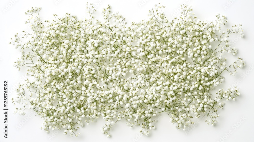 White surface covered with delicate baby's breath flowers White surface covered with delicate baby's breath flowers