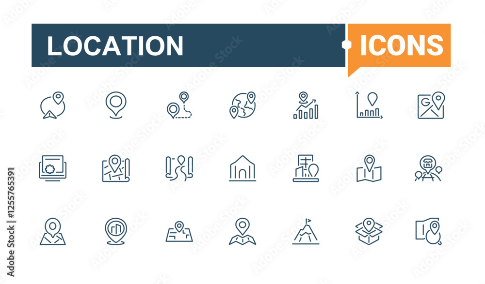 Location icon set. Contains such icons as web, gps, geo, place, street, world and more. Thin outline icons pack. Minimalist editable vector stroke. Location icon set. Contains such icons as web, gps, geo, place, street, world and more. Thin outline icons pack. Minimalist editable vector stroke.