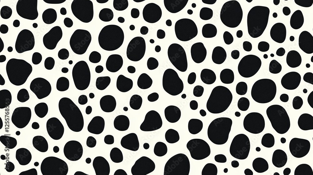 Organic black and white polka dot pattern for creative design and decoration