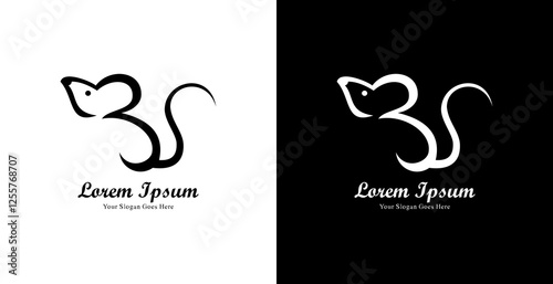 The logo design is in the shape of a mouse silhouette and has a modern style