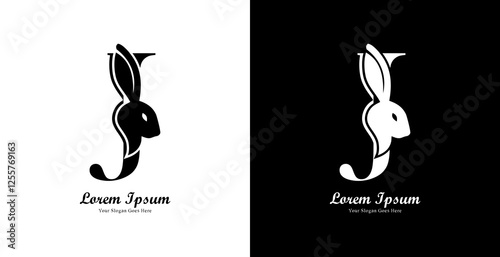 The logo design is in the shape of a rabbit's head combined with the letter J