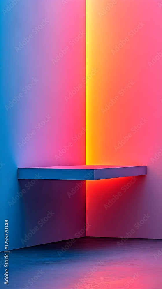 Obraz premium Vibrant Neon Colors Background Abstract Colorful Shelf Display Product Photography Studio