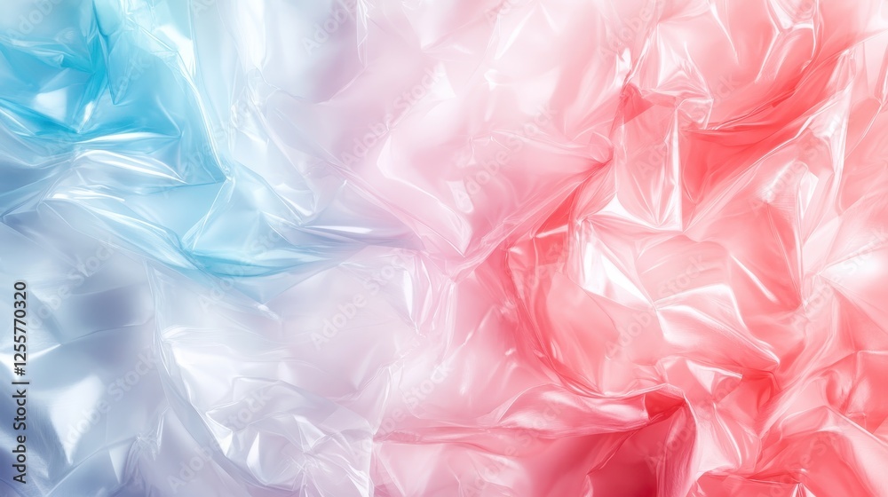 An artistic representation of crumpled plastic in vibrant colors, blending shades of blue and red, capturing the essence of abstraction and modern art in a unique form. An artistic representation of crumpled plastic in vibrant colors, blending shades of blue and red, capturing the essence of abstraction and modern art in a unique form.