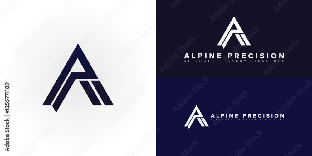 The dynamic logo design creatively integrates the initials AP into a bold, triangular shape, creating a unique symbol that evokes a sense of strength, stability, and architectural ambition.