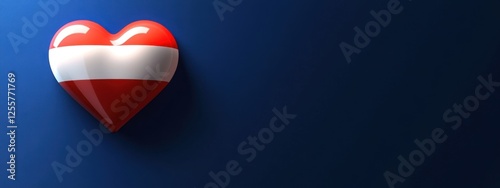 Free Download Austrian Heart: A 3D Render of a Heart Shaped Like the Austrian Flag on a Deep Blue Background - GFXLoad