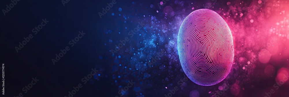 Glowing Fingerprint in Egg Shape Abstract Illustration with copyspace