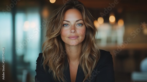 Wallpaper Mural A stunning woman captures attention in a chic café interior, showcasing a blend of modern design with her captivating beauty and inviting warmth that evokes connection. Torontodigital.ca