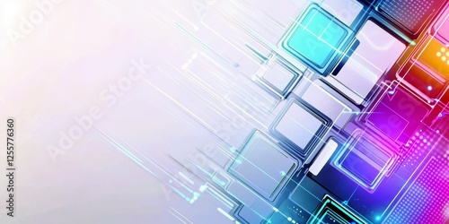 Abstract Digital Background with Geometric Shapes and Vibrant Colors for Technology and Design Themes