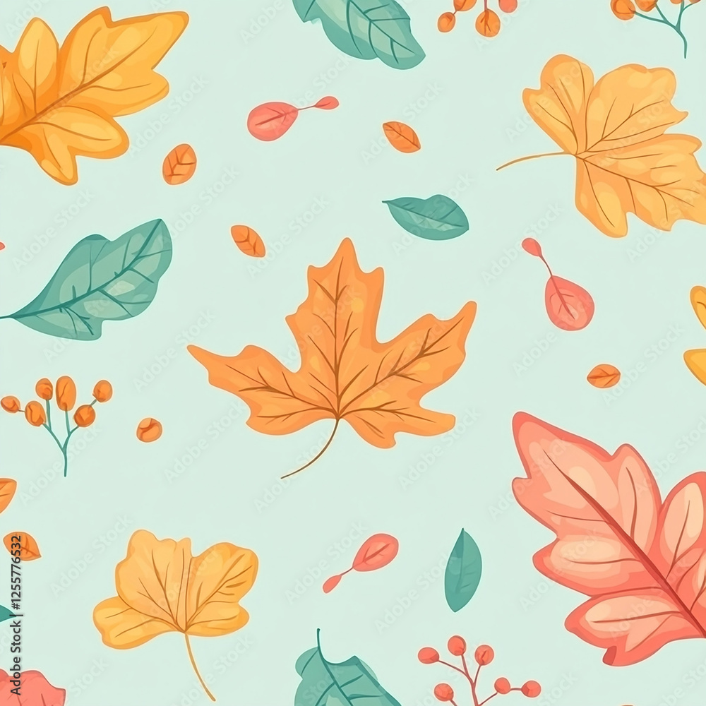 Fototapeta premium A seamless fall floral design on pastel color made with generative AI
