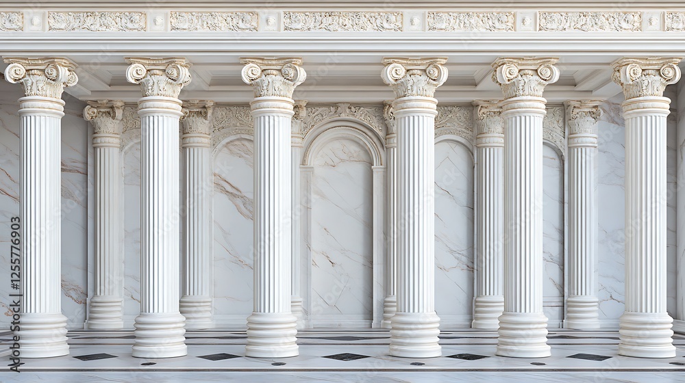 Fototapeta premium Elegant Marble Columns: A 3D Render of Classical Architecture AI Generated