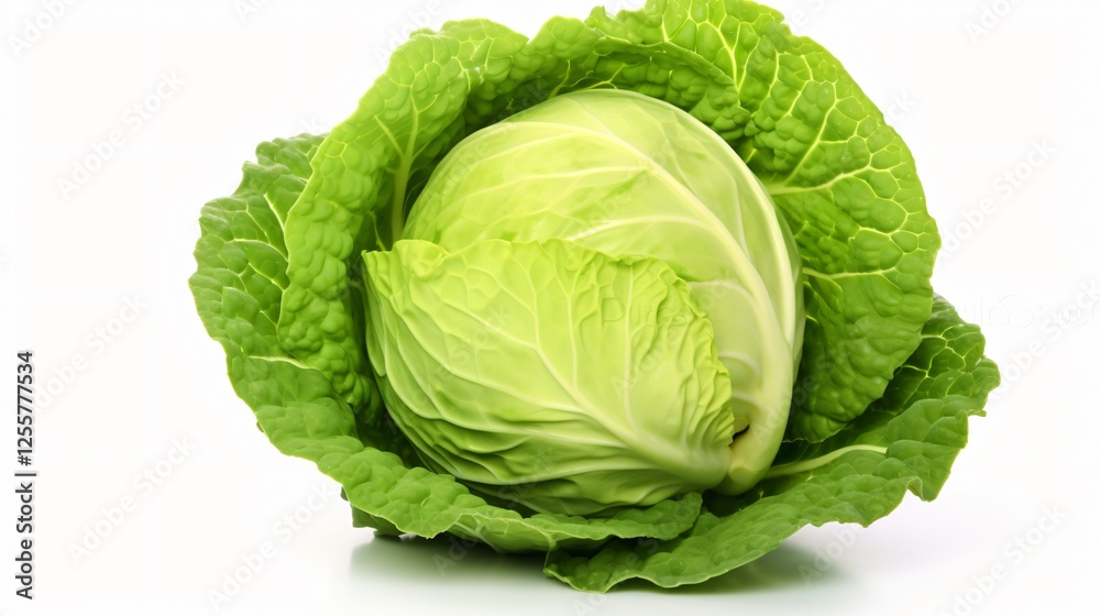 Fototapeta premium Isolated Green Cabbage on White Background