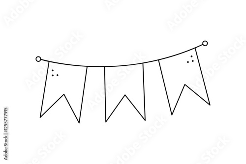 Festive garland with flags. Hand drawn clip art for your project.