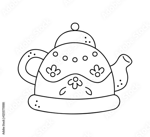 Teapot with a pattern. Hand drawn clip art for your project.