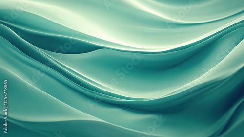Abstract teal fabric waves creating a serene and calming visual effect.