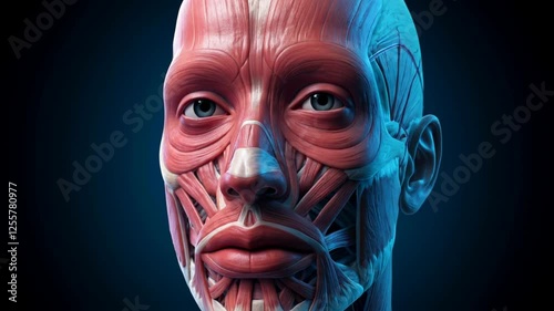Human Head Muscle Anatomy 3D Model Detailed View