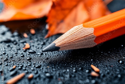 A ultra-detailed close-up of a sharpened pencil tip, showing the texture of the graphite and fine wood grain
