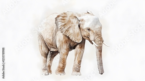 An elegant african elephant stands against a neutral background photo