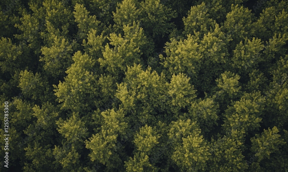 Aerial view of dense green forest canopy, ideal for nature or environment themes Aerial view of dense green forest canopy, ideal for nature or environment themes
