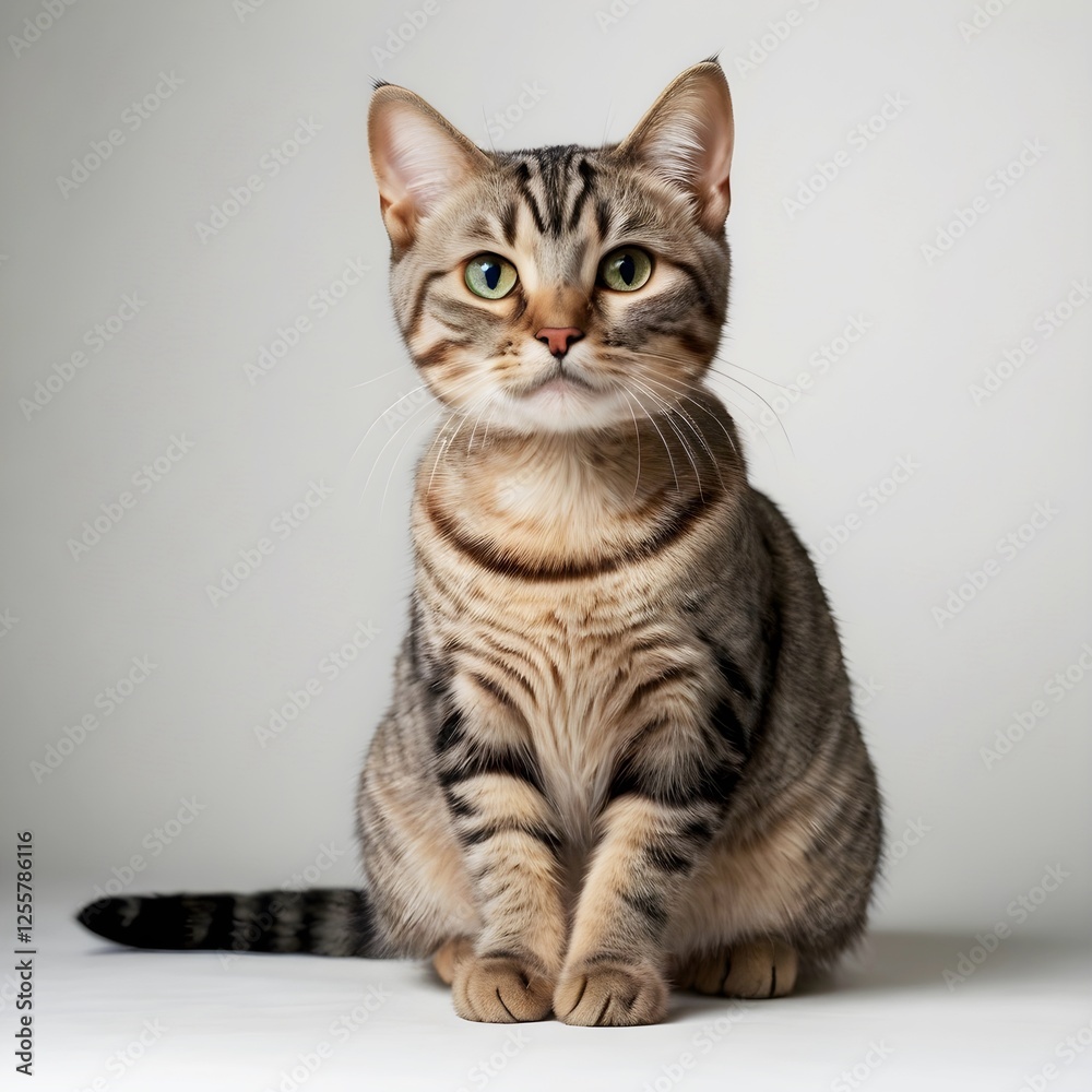 Obraz premium American shorthair cat sitting on a white background