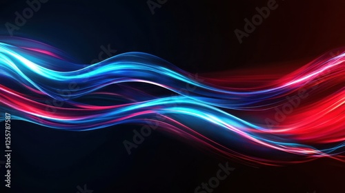 Dynamic waves of red and blue light creating a vibrant abstract background