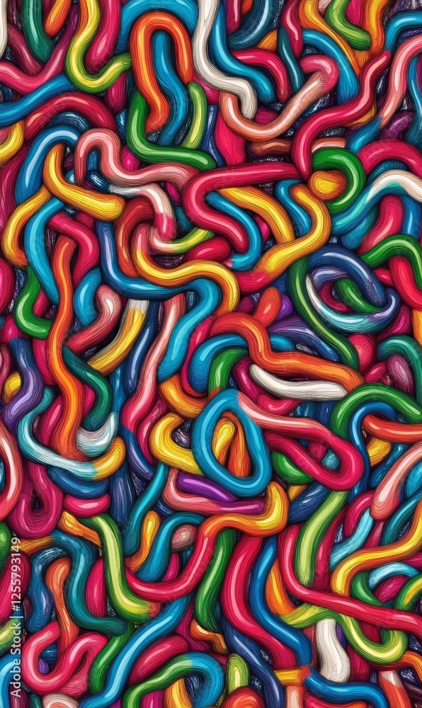 Fototapeta premium Colorful abstract intertwined tubes background for digital art or design