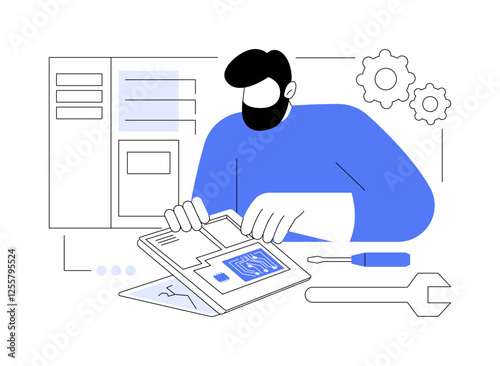 Computer repair isolated cartoon vector illustrations.