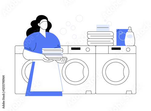 Laundromat business isolated cartoon vector illustrations.