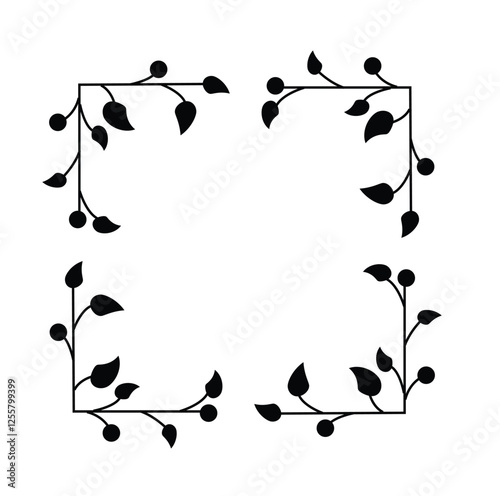 Wallpaper Mural Black and White Floral Square Frame. Graphic design elements and resources concept vector art Torontodigital.ca