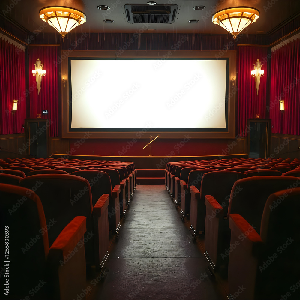 Fototapeta premium cinema auditorium with red chairs