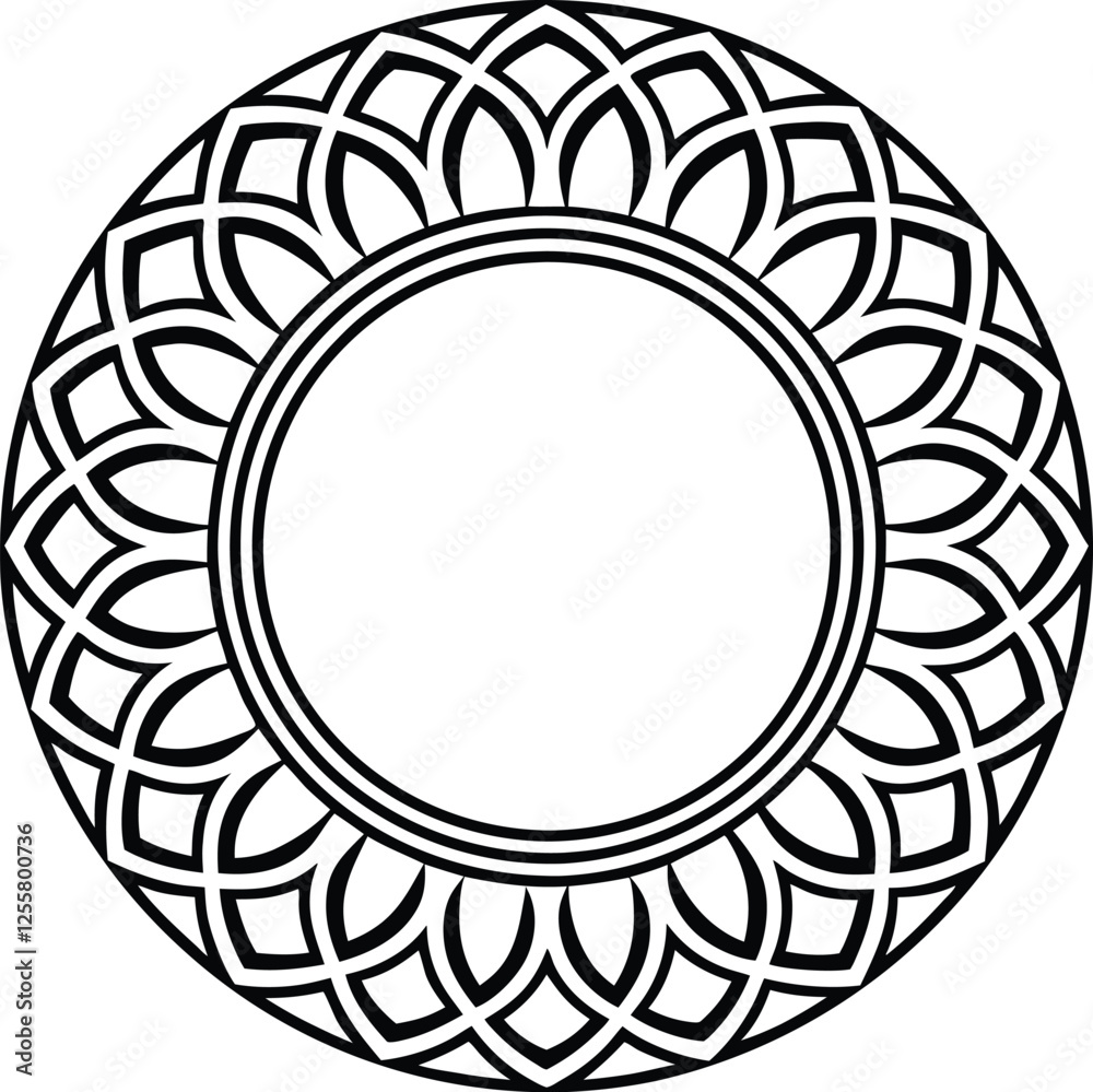 Ornate Black and White Floral Mandala Design Pattern Art