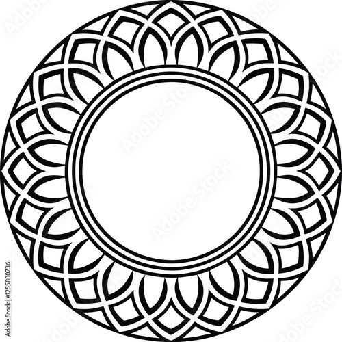 Ornate Black and White Floral Mandala Design Pattern Art