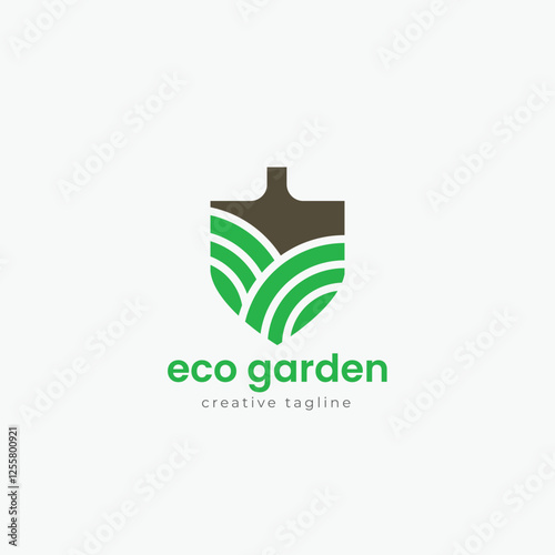 Shovel tree logo, leaf, nature, green, organic logo fully editable vector template