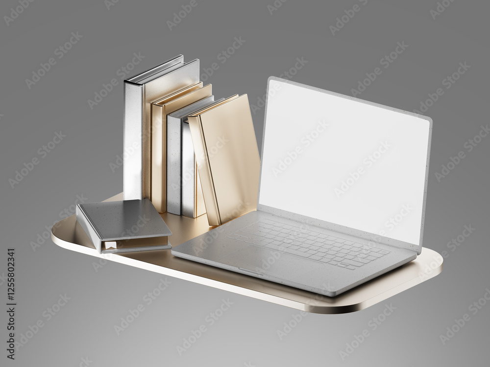 3D Online education concept. Digital classroom, Learing on phone. Render icon 3D Online education concept. Digital classroom, Learing on phone. Render icon
