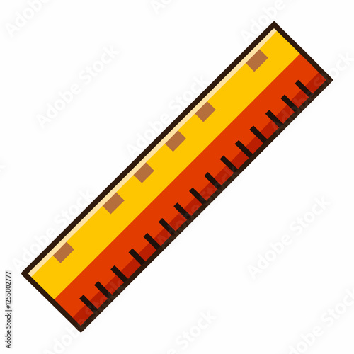 Stylized Ruler Icon in Yellow and Orange for Educational and Design Projects