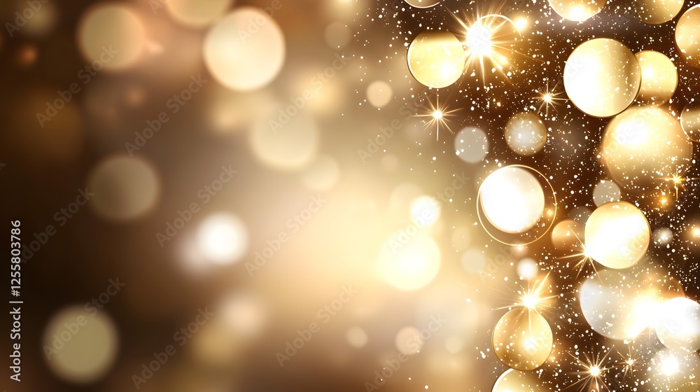 Shimmering Golden Lights with Sparkling Bokeh on Dark Background Shimmering Golden Lights with Sparkling Bokeh on Dark Background