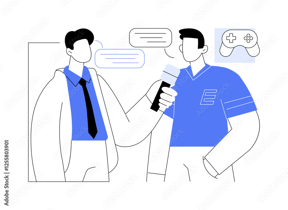 E-sport journalism isolated cartoon vector illustrations.