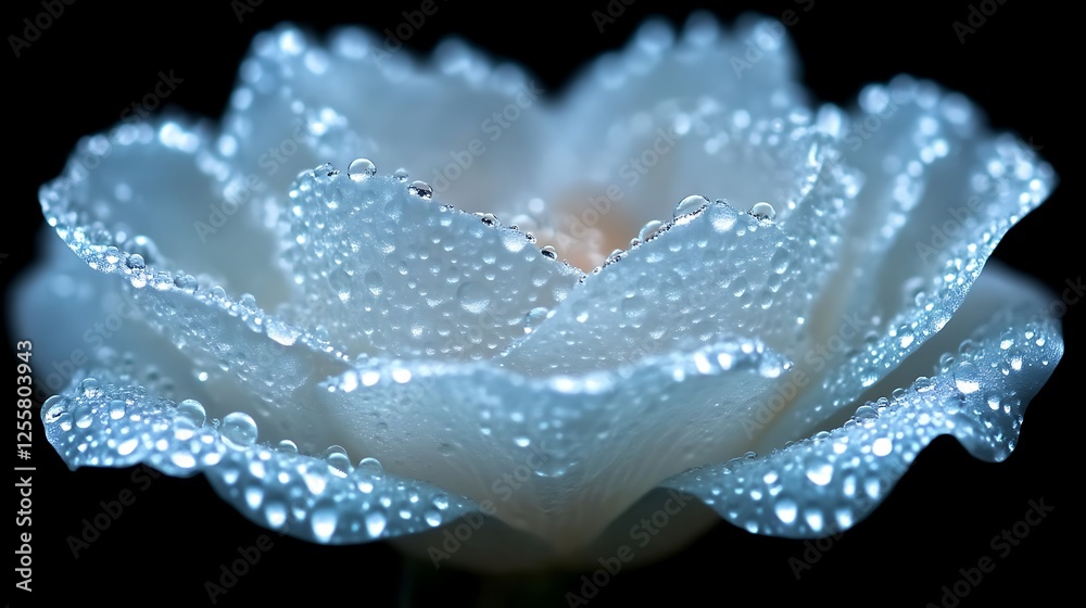 Dew Drops Adorn a White Flowers Petals Dew Drops Adorn a White Flowers Petals
