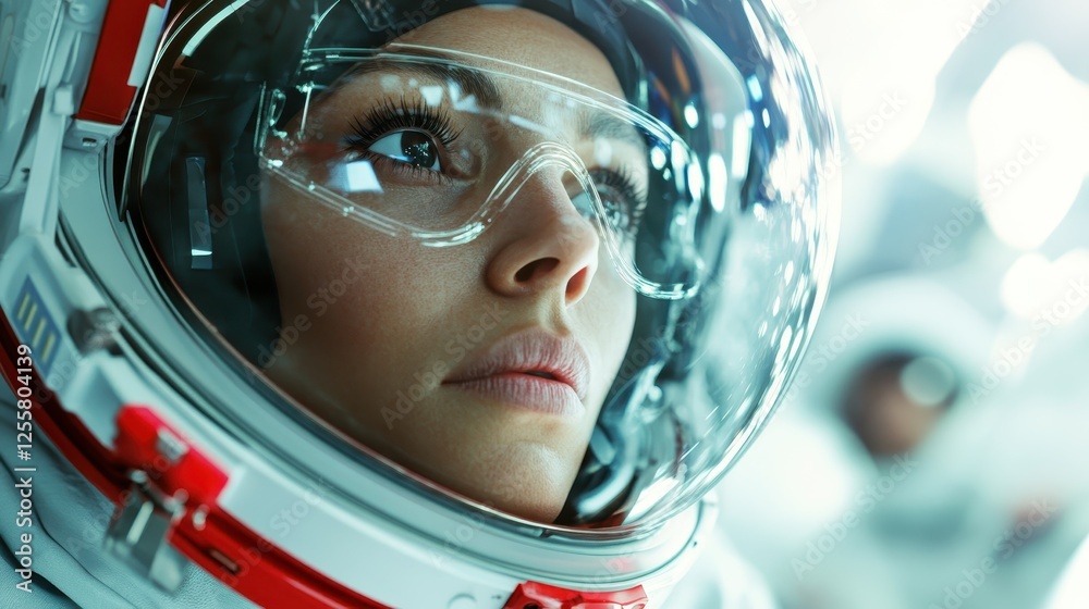 A striking close-up of an astronaut's face, showcasing their intense gaze and the complex reflections within their protective visor, symbolizing human curiosity in space exploration. A striking close-up of an astronaut's face, showcasing their intense gaze and the complex reflections within their protective visor, symbolizing human curiosity in space exploration.