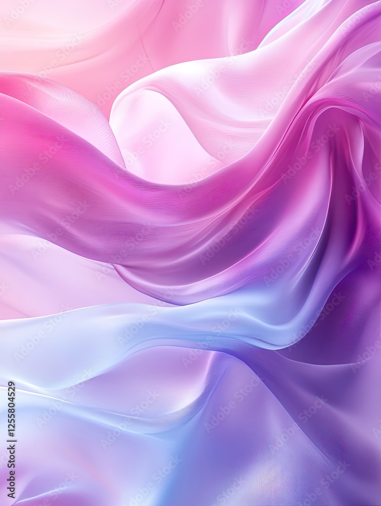 Fototapeta premium Elegant Flowing Silk Fabric in Pastel Gradient Colors Abstract Design