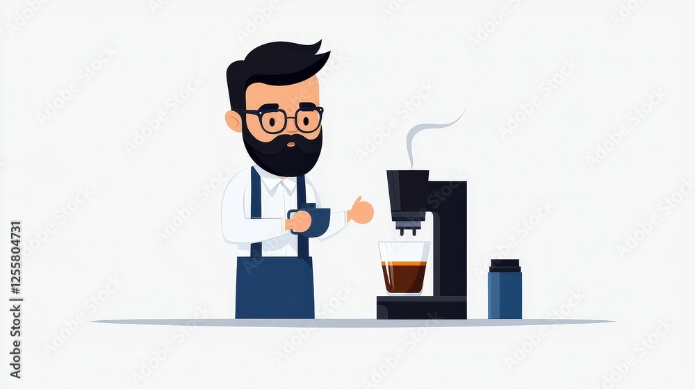 Man Brewing Coffee in Modern Kitchen with Coffee Machine and Cozy Atmosphere Man Brewing Coffee in Modern Kitchen with Coffee Machine and Cozy Atmosphere