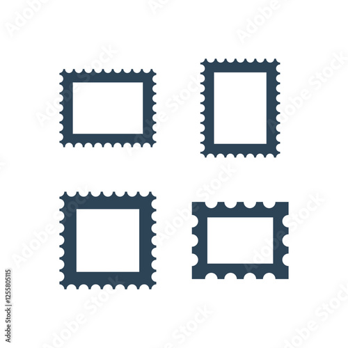 Postage stamp icons set vector illustration