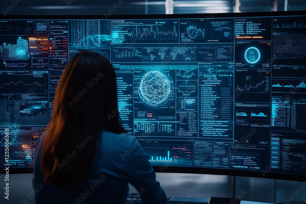 Zero trust security cybersecurity access. Identity data. Protection firewall. Policy compliance. Encryption. Businesswoman presenting a concept on Zero Trust security in a professional setting. Zero trust security cybersecurity access. Identity data. Protection firewall. Policy compliance. Encryption. Businesswoman presenting a concept on Zero Trust security in a professional setting.