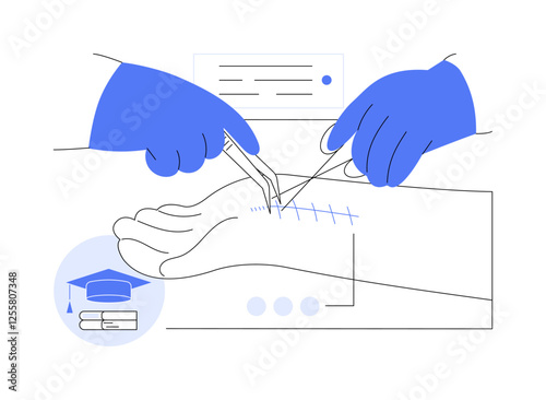 Surgeon practice isolated cartoon vector illustrations.